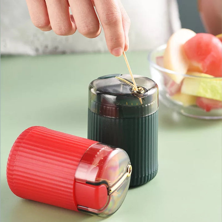 Nordisk Tandstikdispenser med Trykudløsningsdesign - Grøn, Lys Grøn, Rød