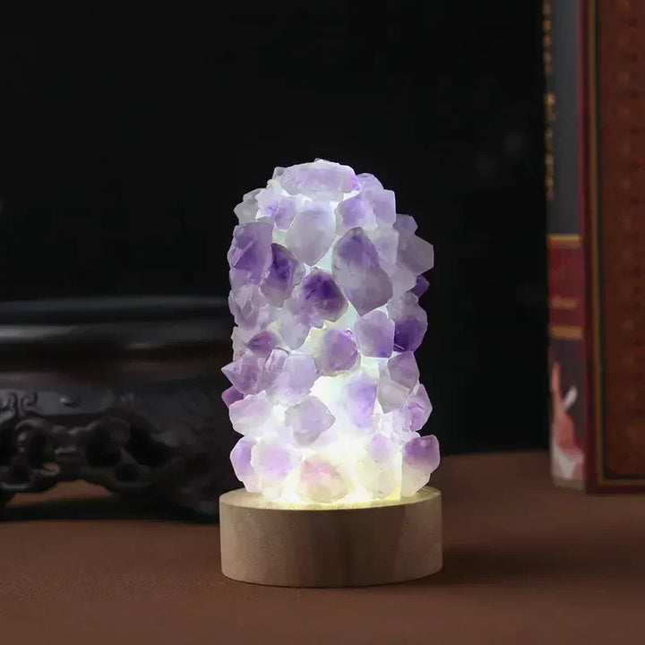 Amethyst Krystal Lampe med Blød LED Belysning