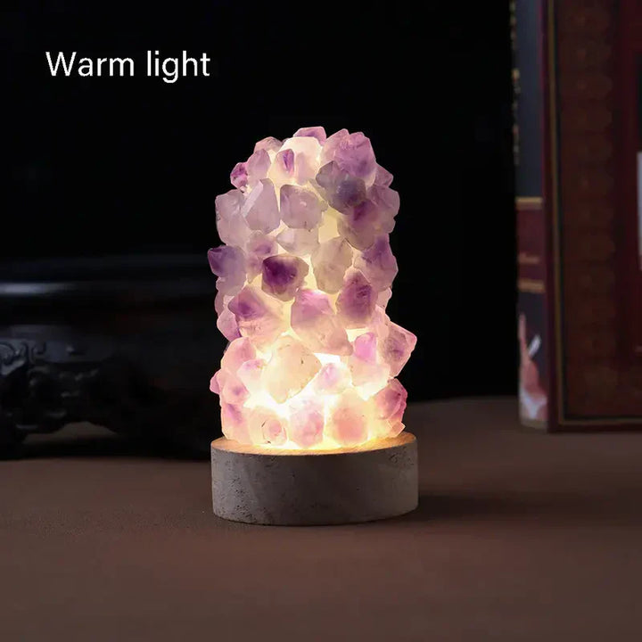 Amethyst Krystal Lampe med Blød LED Belysning