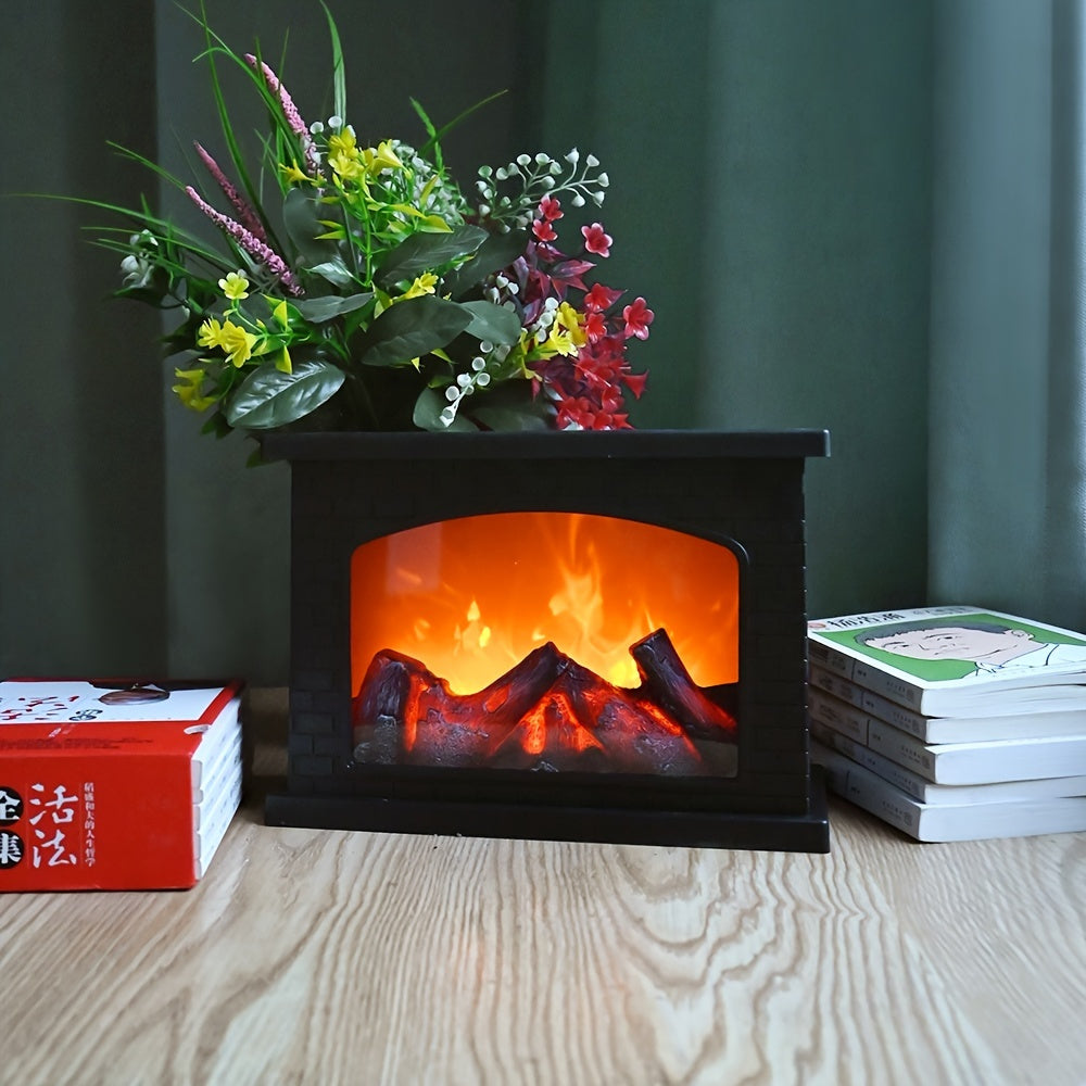 Rektangulær LED Pejselampe med Realistisk Flammeeffekt
