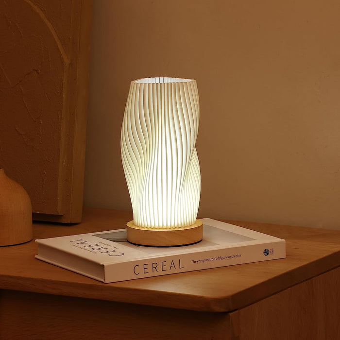 Dimmbar Plisseret Bordlampe med USB og Justerbart Lys