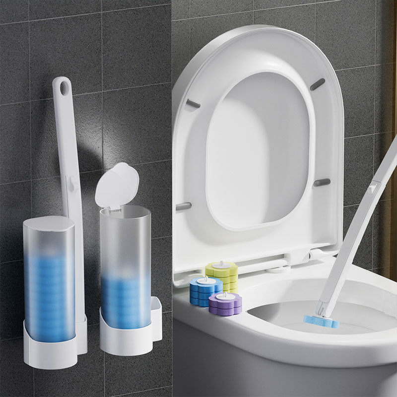 Engangs Toilet Rensebørste Sæt med Svampehoveder og Holder