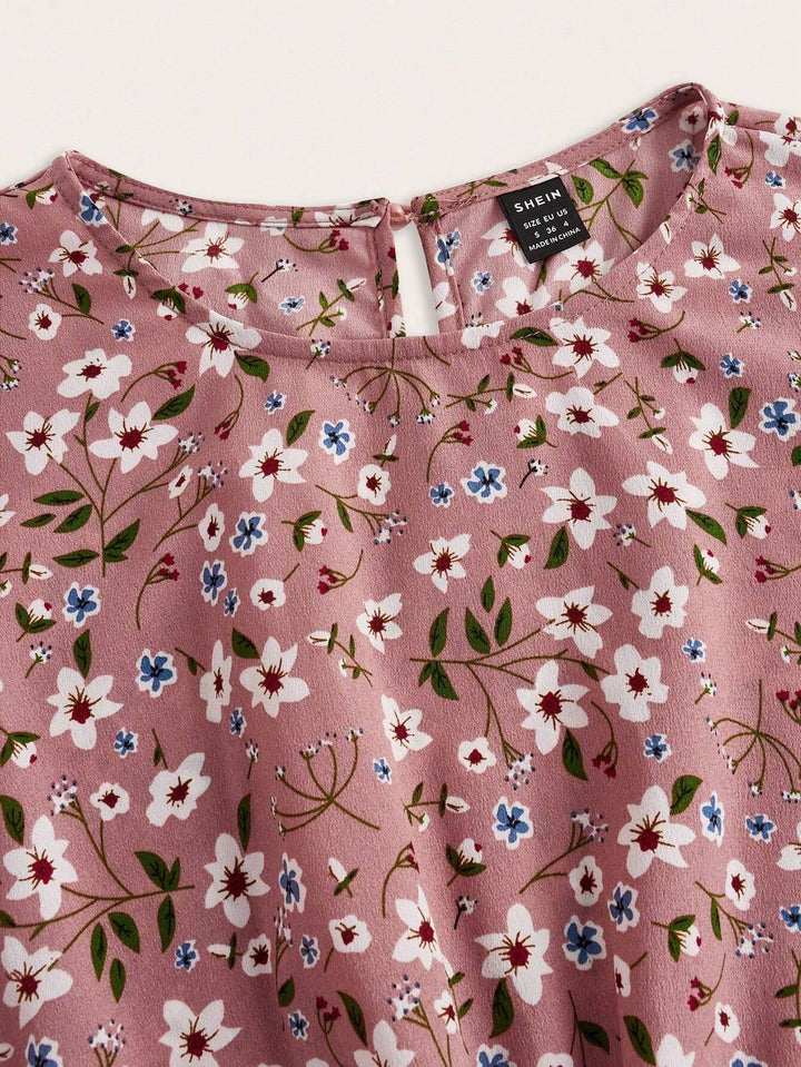 Flora | Kvinders Blomsterprint Biskopærme Smocked Talje Maxi Kjole