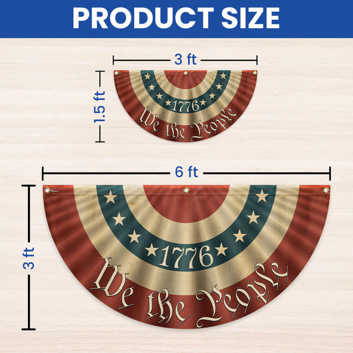 1776 Vi Folket Dobbelt-Sidet Amerikansk Flag Bunting i Lærred