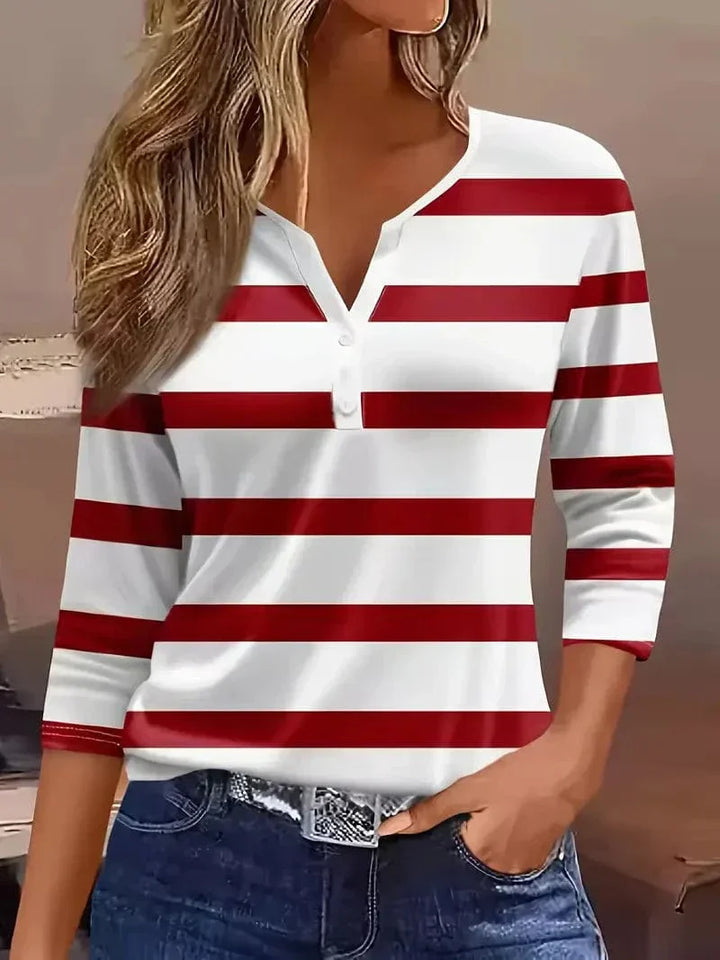 Amelia™ | Stribet V-Hals Top