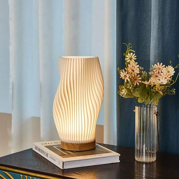 Dimmbar Plisseret Bordlampe med USB og Justerbart Lys