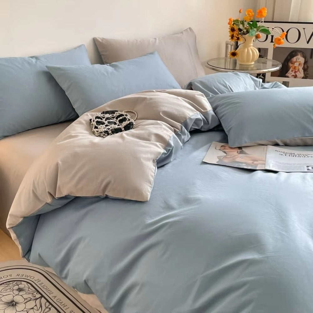 Satin Duvet Cover Sæt med Lynlås og Puder 100% Satin