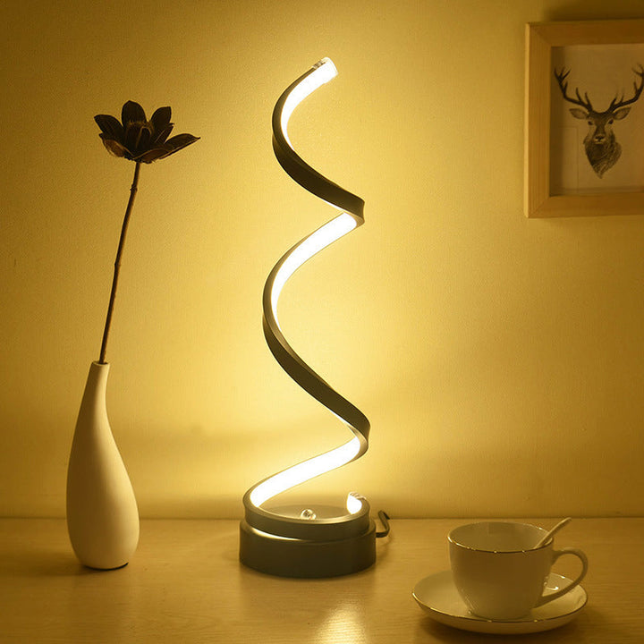 Moderne Spiralbånd Bordlampe i Metal med LED Pære