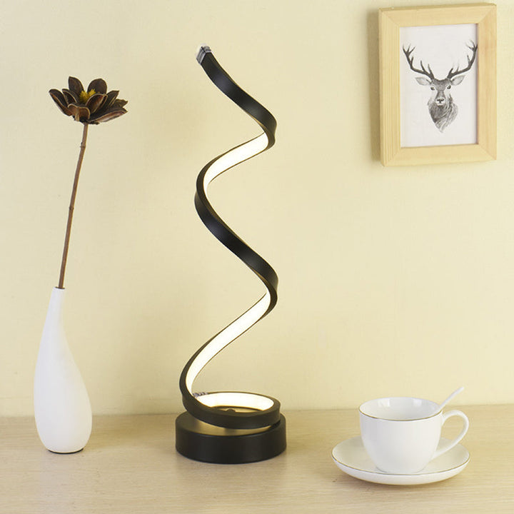 Moderne Spiralbånd Bordlampe i Metal med LED Pære