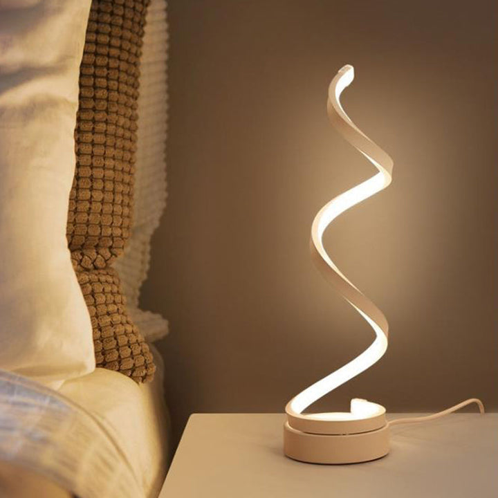 Moderne Spiralbånd Bordlampe i Metal med LED Pære
