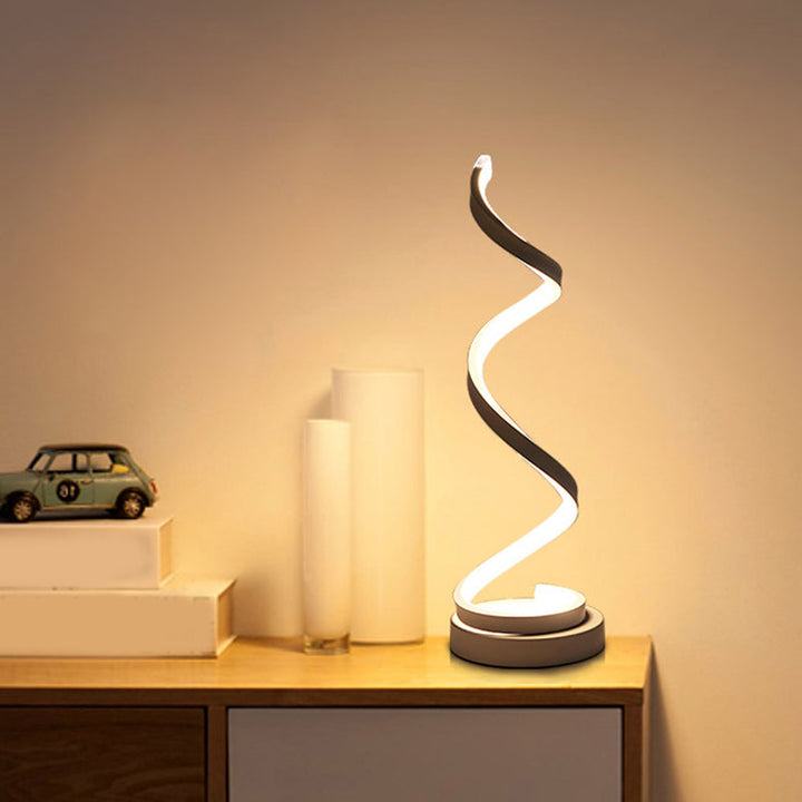 Moderne Spiralbånd Bordlampe i Metal med LED Pære