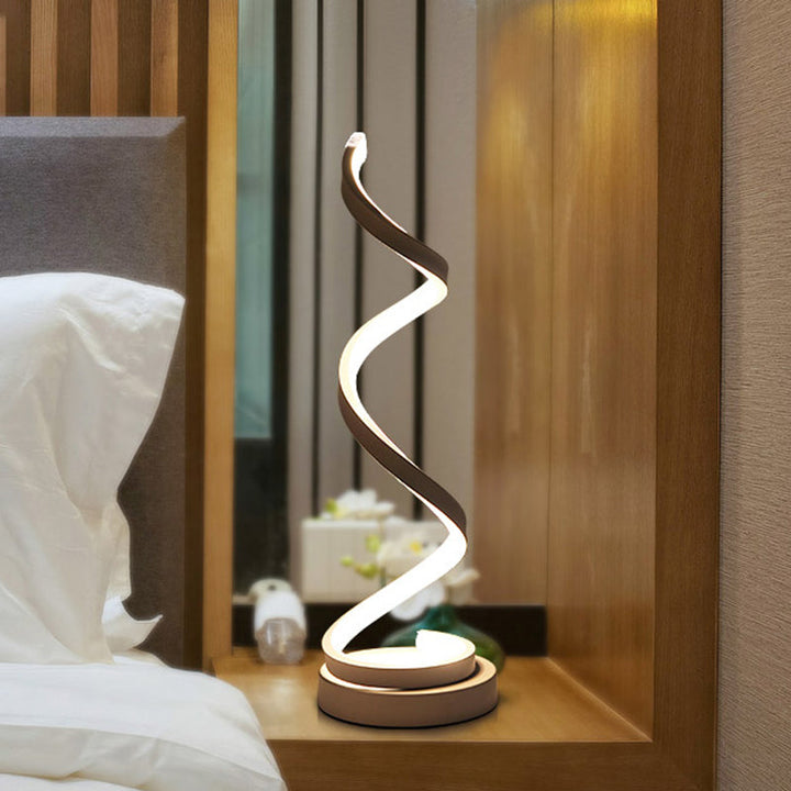 Moderne Spiralbånd Bordlampe i Metal med LED Pære
