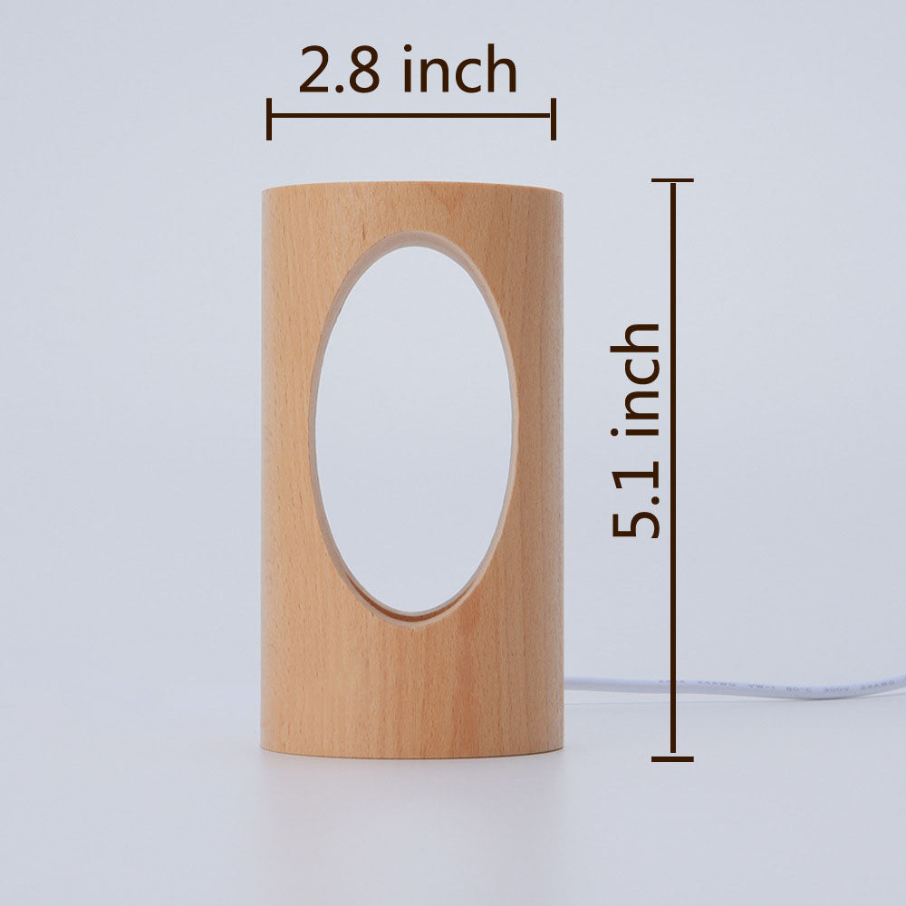 Moderne Rektangulær Træ LED Bordlampe med USB Strøm
