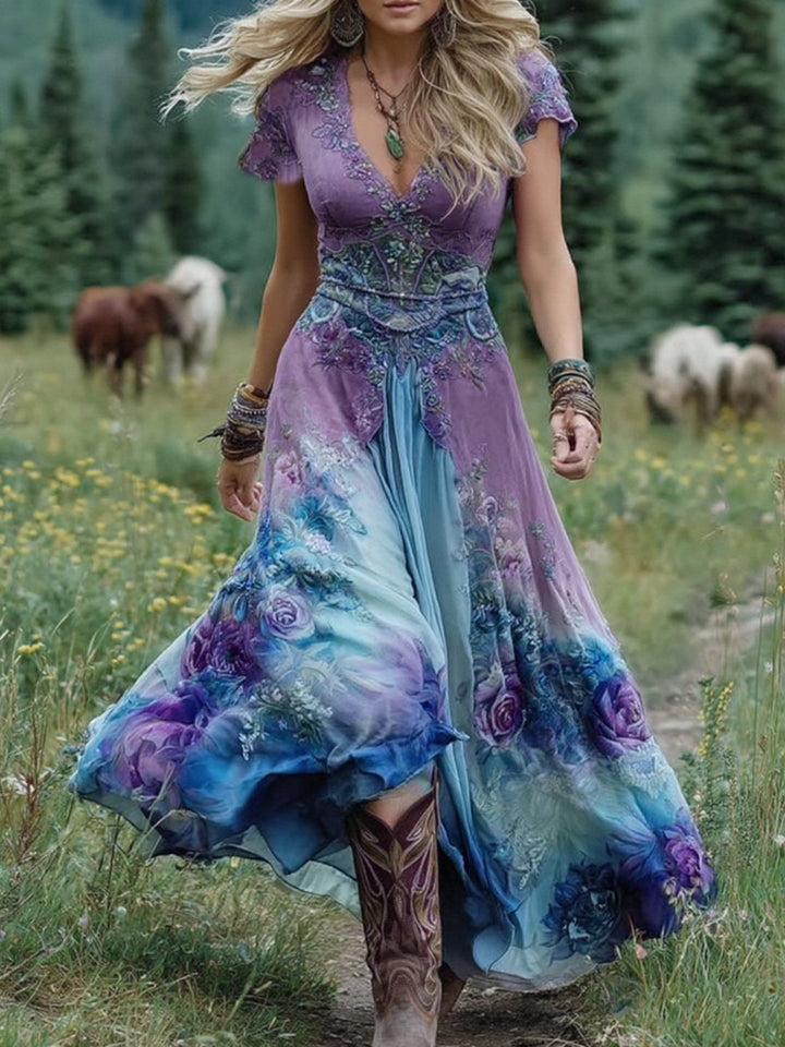 Ava™ | Gradient Floral Maxi Kjole