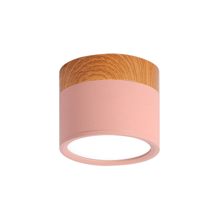 Kompakt Macaron Loftlampe i Metal og Træ - Gul, Blå, Sort
