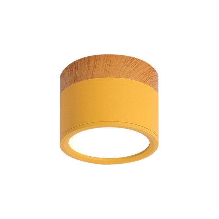 Kompakt Macaron Loftlampe i Metal og Træ - Gul, Blå, Sort