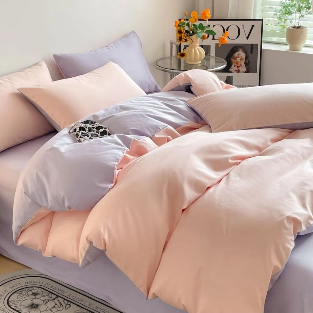 Satin Duvet Cover Sæt med Lynlås og Puder 100% Satin