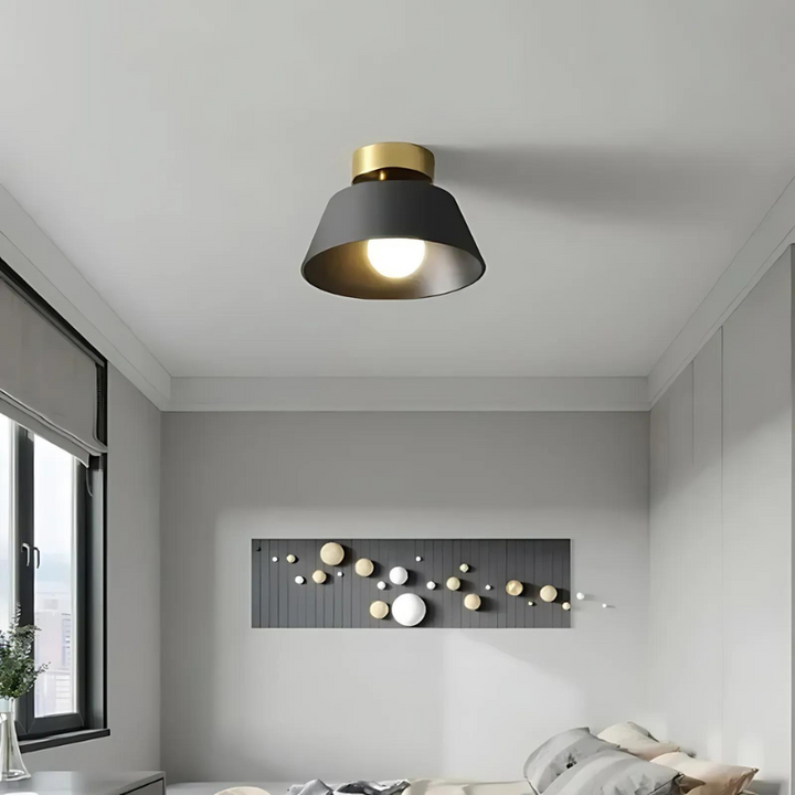 Elegant Sort og Hvid LED Loftlampe i Jern