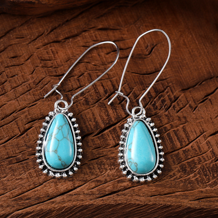 Vintage Sølv Turquoise Dråbeøreringe