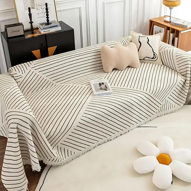 Stilfuldt Frynse Sofa Dække i Polyester - Flere Farver