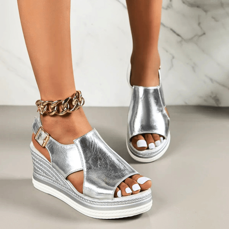 Stefanie | Dame Metalliske Platform Komfort Sandaler