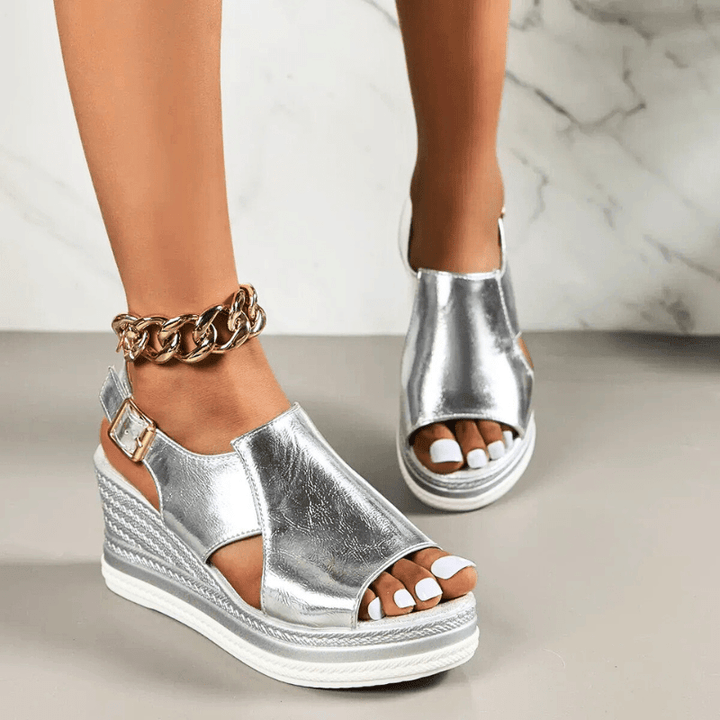 Stefanie | Dame Metalliske Platform Komfort Sandaler
