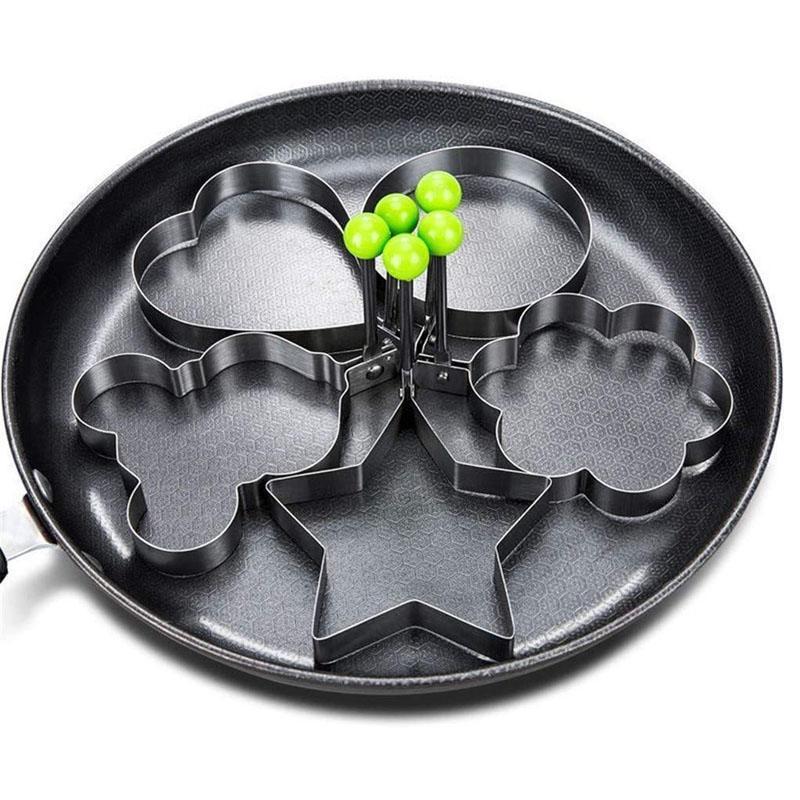 Rustfrit Stål Non-Stick Æg Stegeforme med Silikone Håndtag