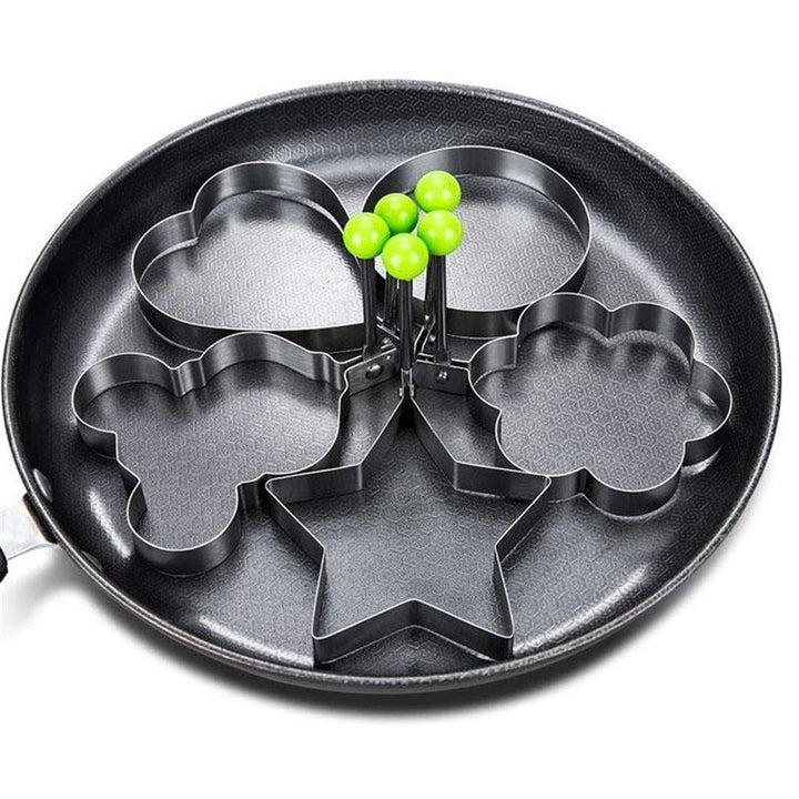 Rustfrit Stål Non-Stick Æg Stegeforme med Silikone Håndtag
