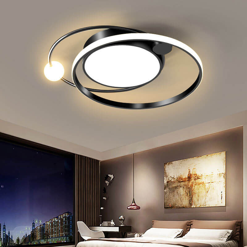 Moderne Rund LED Loftlampe i Sort, Guld eller Hvid