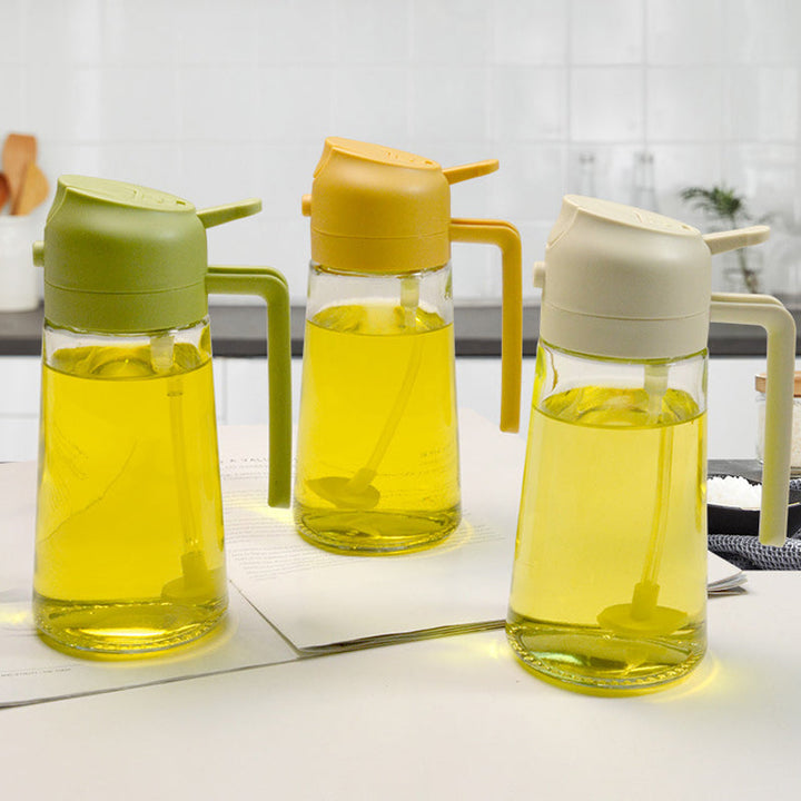 2-i-1 Glas Olie Dispenser og Sprayer med Tommelfingerpumpe