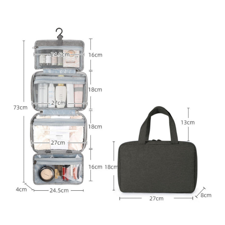 Kompakt Rejse Kosmetik Organizer med 4 Rum og Gennemsigtige Sider