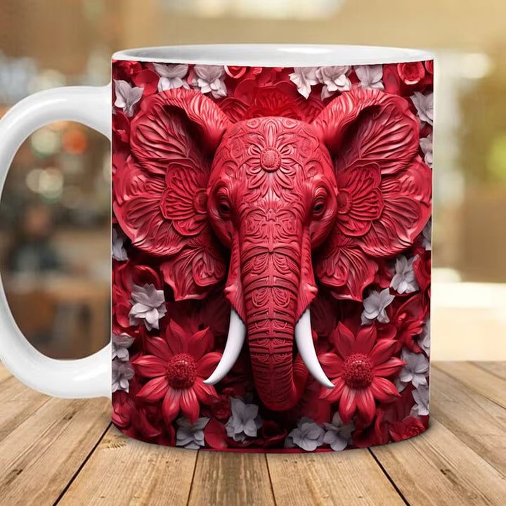 3D Elefant Keramisk Kaffe Kop - Tilpasselig Rejsekop i Hvid
