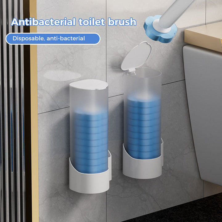 Engangs Toilet Rensebørste Sæt med Svampehoveder og Holder