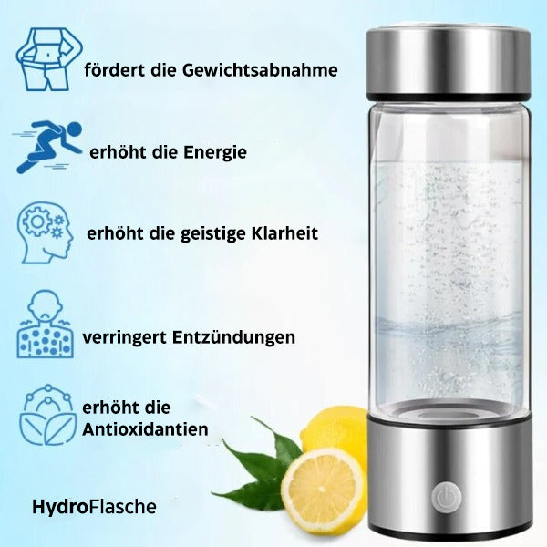 Hydrogen Vandflaske i Glas og Rustfrit Stål med Elektrolyseteknologi