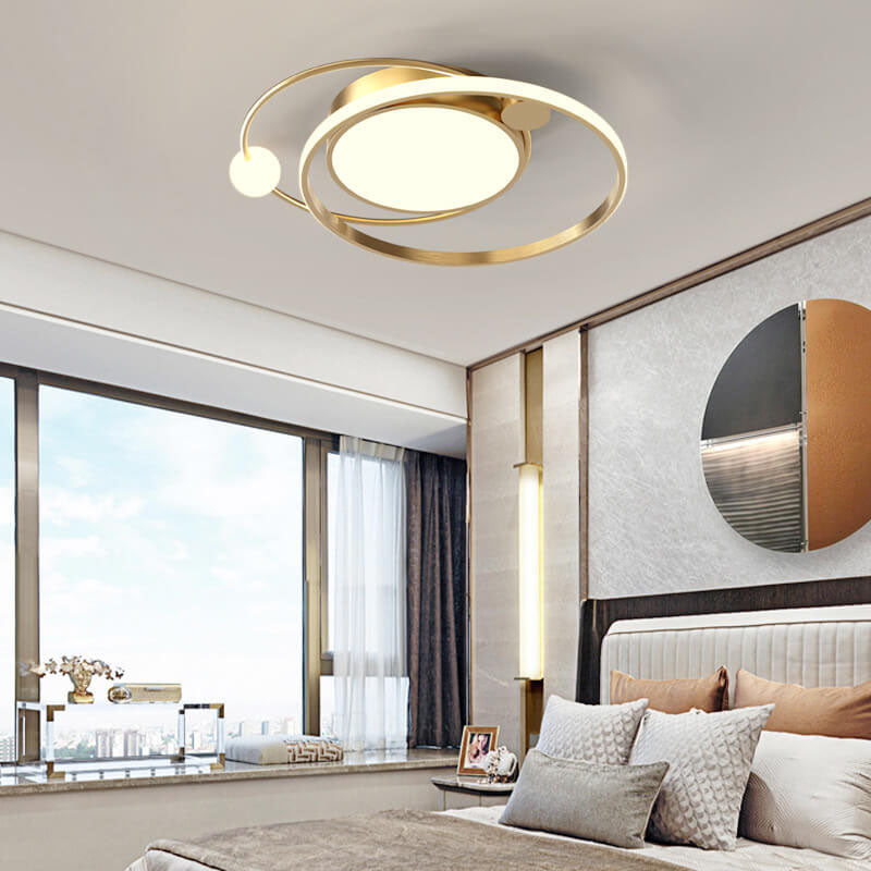 Moderne Rund LED Loftlampe i Sort, Guld eller Hvid