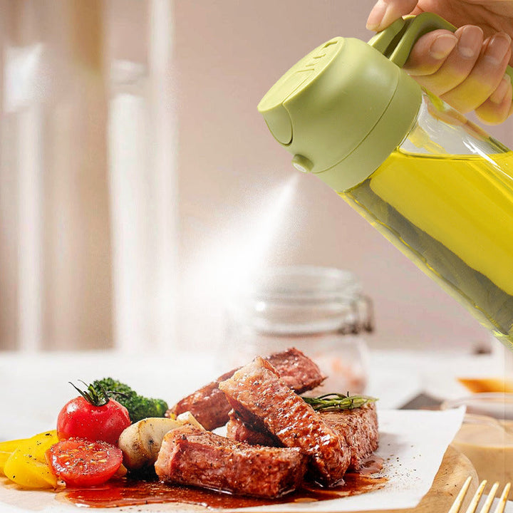 2-i-1 Glas Olie Dispenser og Sprayer med Tommelfingerpumpe