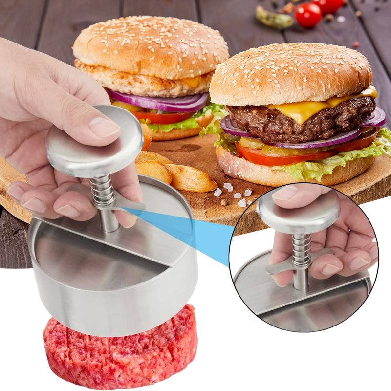 Manuel Kødpress i Rustfrit Stål til Hamburgerbøffer