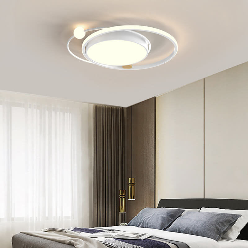 Moderne Rund LED Loftlampe i Sort, Guld eller Hvid
