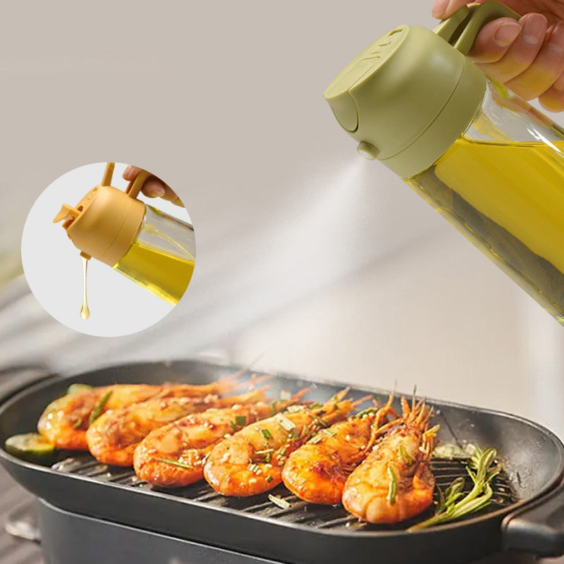 2-i-1 Glas Olie Dispenser og Sprayer med Tommelfingerpumpe