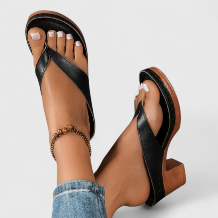 Birgit | Dame Chunky Heel Tåsplit Sandaler