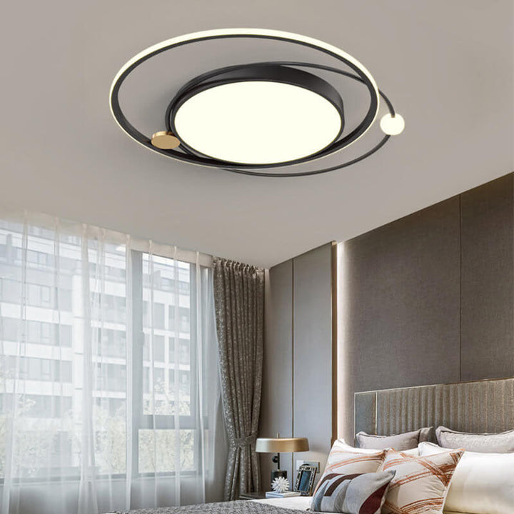 Moderne Rund LED Loftlampe i Sort, Guld eller Hvid