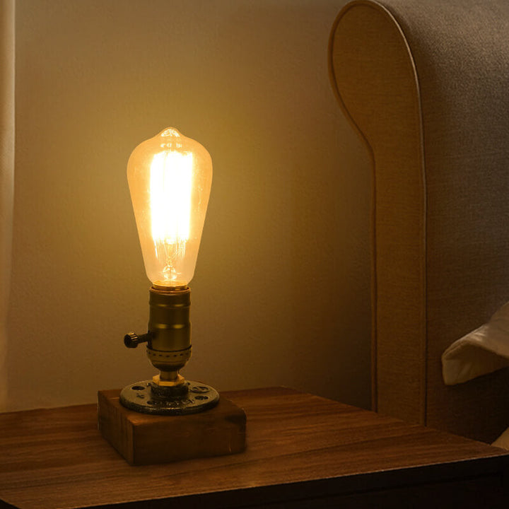 Industriel Jern Bordlampe med Fyrretræs Accent