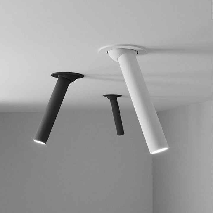 Lang Cylinder LED Spotlys i Nikkel med Varmt Hvidt Lys