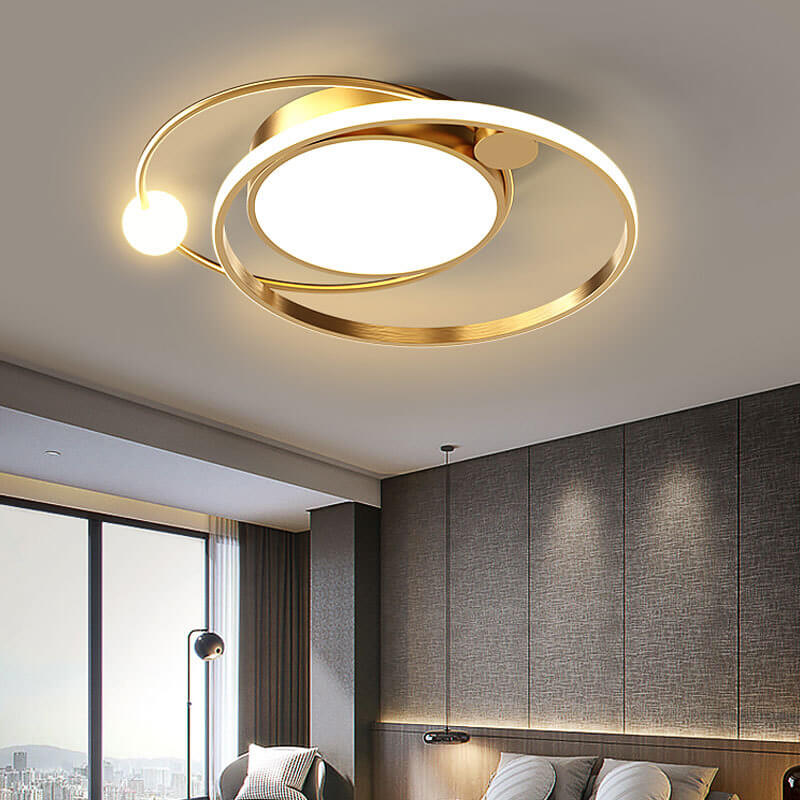 Moderne Rund LED Loftlampe i Sort, Guld eller Hvid