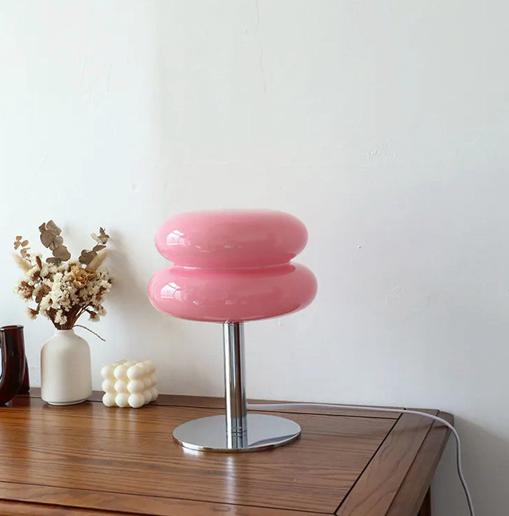 Dæmpbar Pink Retro Bordlampe med USB Opladning