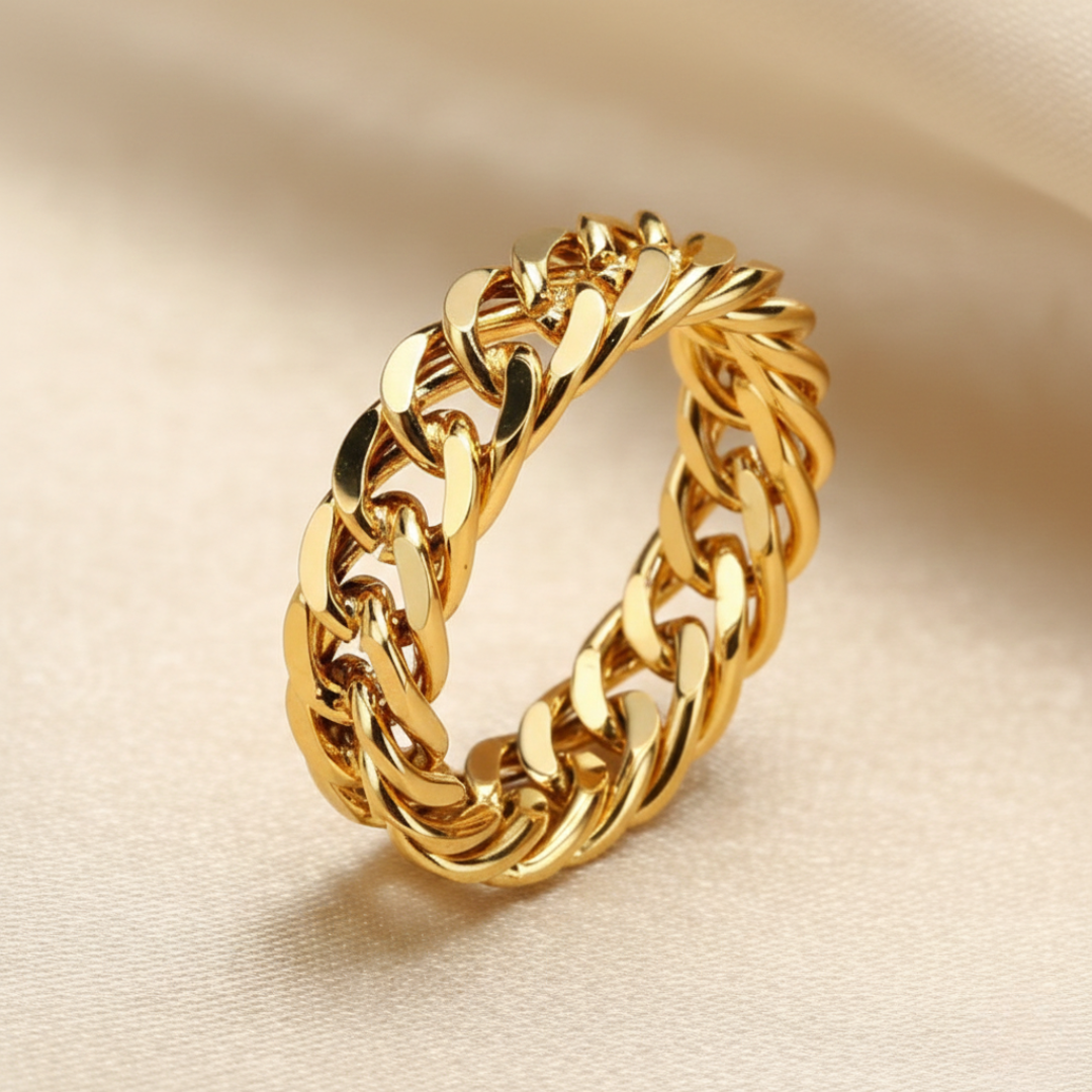 Chunky Cuban Chain Ring i Rustfrit Stål – 18K Guldbelagt eller Sølvfinish