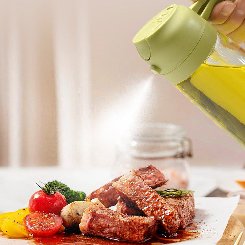 2-i-1 Glas Olie Dispenser og Sprayer med Tommelfingerpumpe