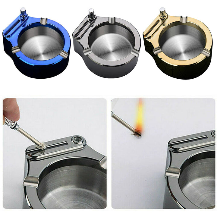 Multifunktionelt Metal Askebæger med Lighter i Rustfrit Stål