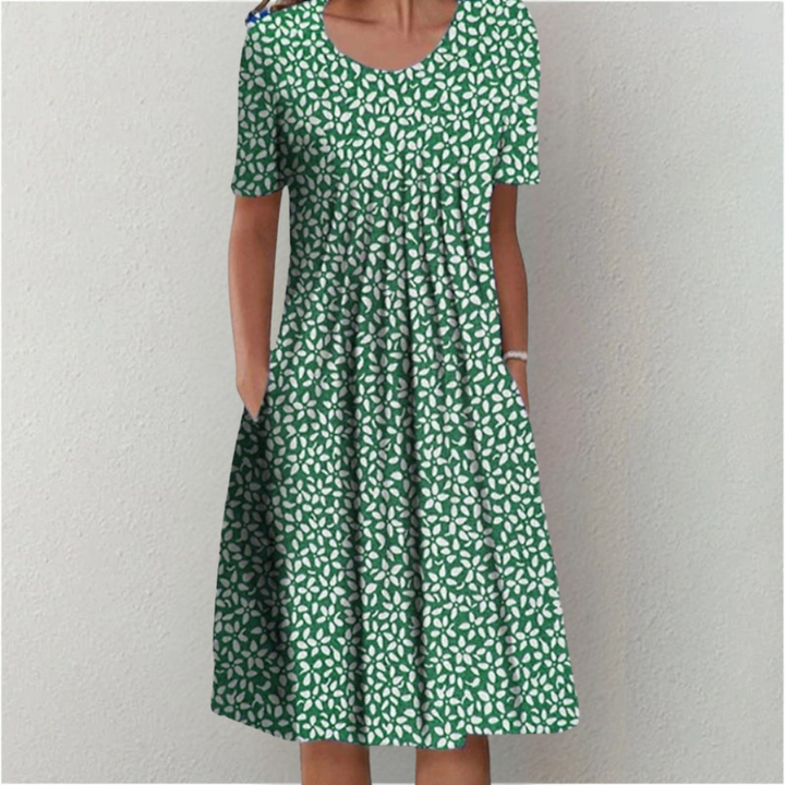 Gwendolyn™ | Stilfuld og Casual Blomsterkjole med Lommer