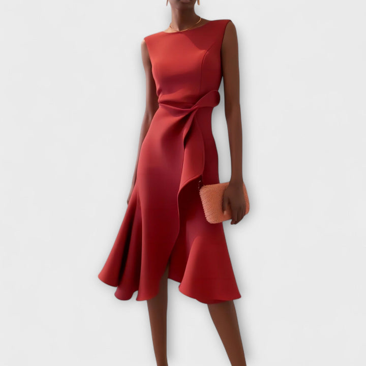 Sheila™ | Draperet Asymmetrisk Midi Kjole